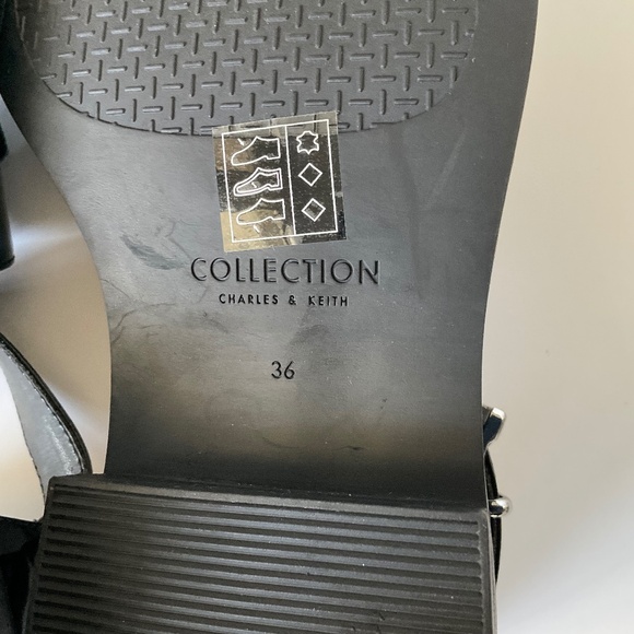 CHARLES & KEITH  Rumi Black Patent Leather Bow Tie Chunky Mary Jane  EU 36 NWOT - Picture 5 of 11